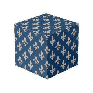 Lilie Pattern, Royal French, Cream on Blue Würfel