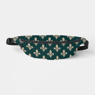 Lilie Pattern, Royal French Cream on Green Bauchtasche