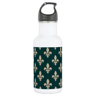 Lilie Pattern, Royal French Cream on Green Edelstahlflasche
