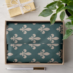 Lilie Pattern, Royal French Cream on Green Seidenpapier