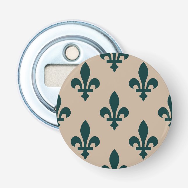 Lilie Pattern, Royal French Green on Cream Flaschenöffner (Vorderseite)