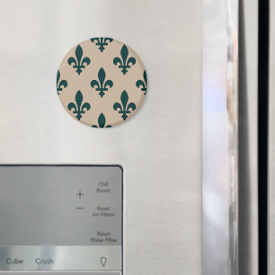 Lilie Pattern, Royal French Green on Cream Magnet