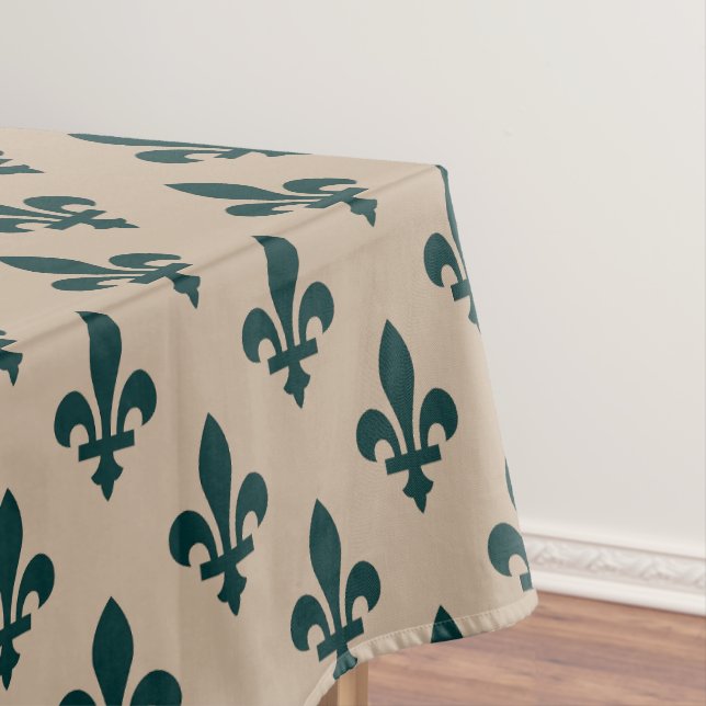 Lilie Pattern, Royal French Green on Cream Tischdecke (Beispiel)