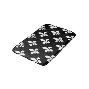 Lilie Pattern, Royal French, White on Black Badematte