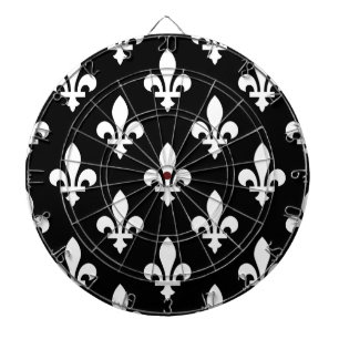 Lilie Pattern, Royal French, White on Black Dartscheibe