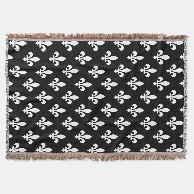 Lilie Pattern, Royal French, White on Black Decke (Vorderseite)