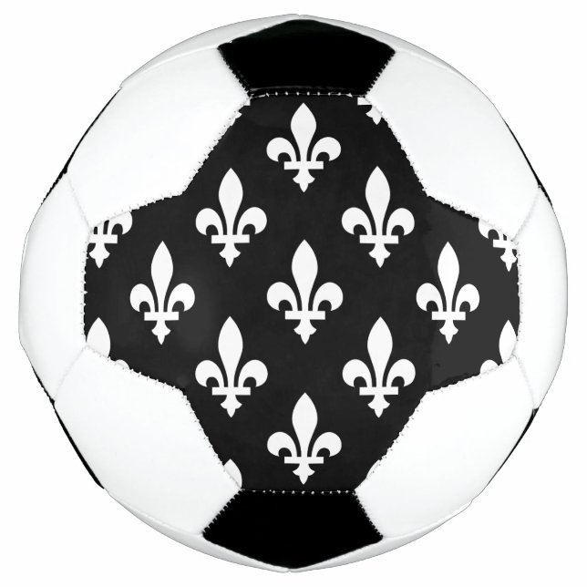Lilie Pattern, Royal French, White on Black Fußball (Vorderseite)