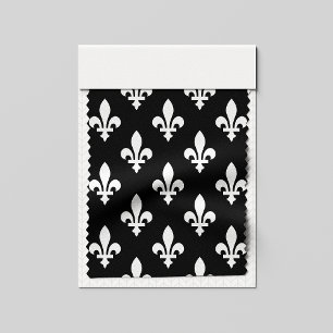 Lilie Pattern, Royal French, White on Black Stoff