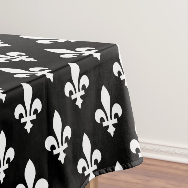 Lilie Pattern, Royal French, White on Black Tischdecke (Beispiel)
