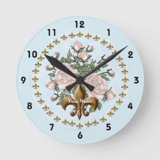 Lilie Rose Runde Wanduhr