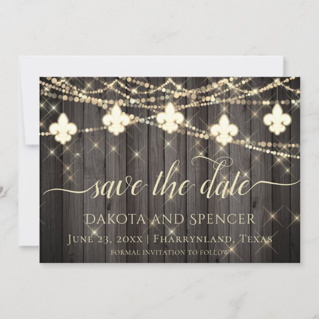 Lilie Rustikale Lichter | Boho Chic Wedding Save The Date (Vorderseite)
