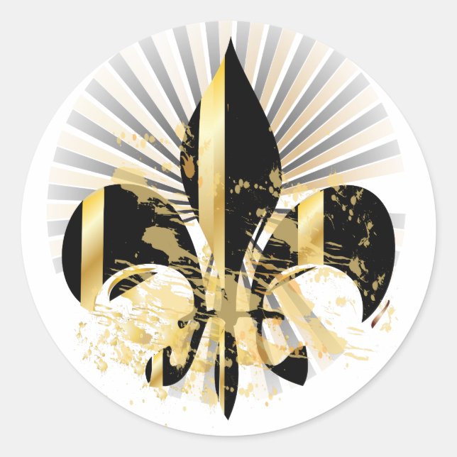 Lilie/Schwarz + Gold Runder Aufkleber (Vorderseite)