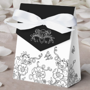 Lilie Schwarz-Weiß-Hochzeit Geschenkschachtel