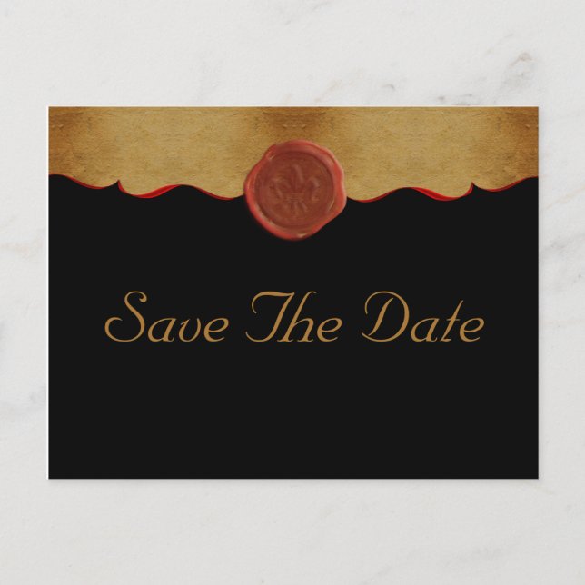 Lilie Scroll Save the Date Ankündigungspostkarte (Vorderseite)