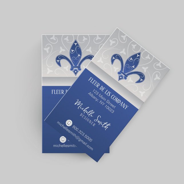 Lilie Silver Navy Blue Business Card Visitenkarte (Von Creator hochgeladen)
