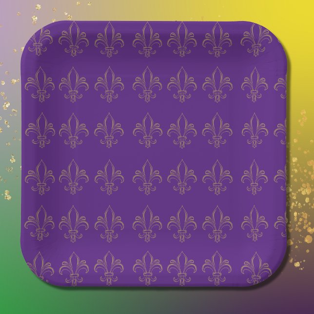 Lilie Simple Elegant Lila und Gold Pappteller (Von Creator hochgeladen)