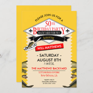 Lilie Spoof Fish Fry 50. Geburtstag Einladung