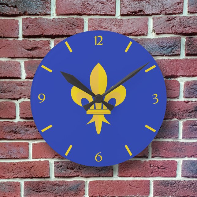 Lilie über die Blaue Uhr (Fleur de Lis on Royal Blue Clock)