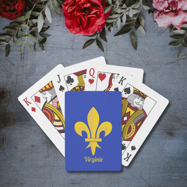 Lilie über Royal Blue Playing Cards Spielkarten (Fleur de Lis on Royal Blue Playing Cards)
