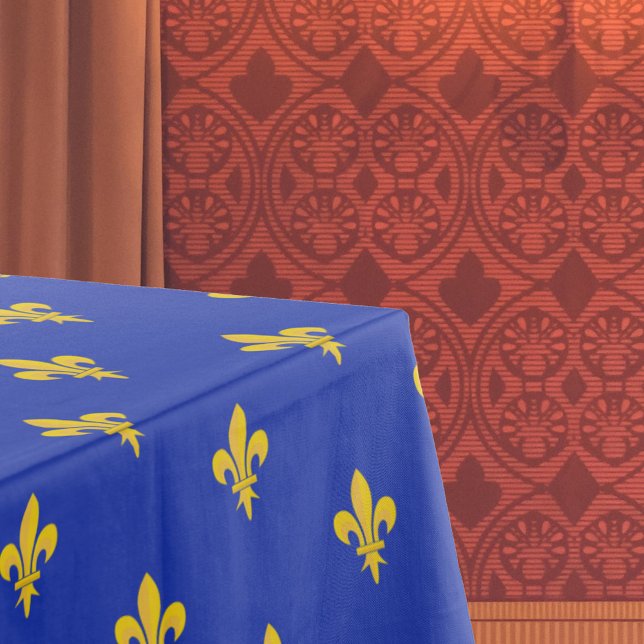 Lilie über Royal Blue Tablecloth Tischdecke (Fleur de Lis on Royal Blue Tablecloth)