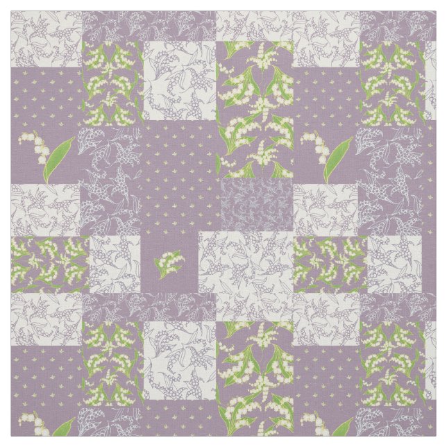 Lilie-von-d-Tal BlumenImitat-Patchwork-Malvenfarbe Stoff (Muster)