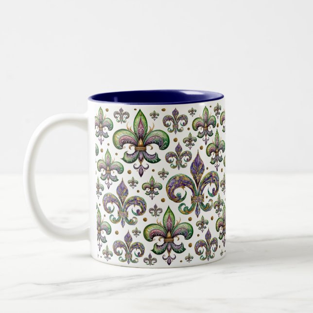 Lilie Watercolor Mardi Gras Vibes Zweifarbige Tasse (Links)