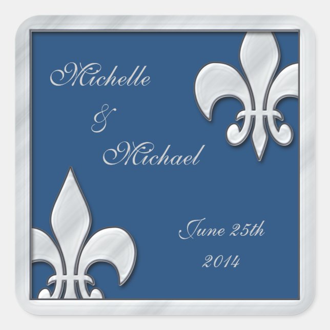 Lilie Wedding Silver und Blue Stickers (Vorderseite)