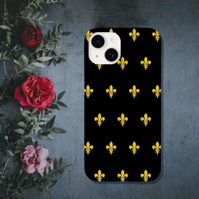 Lilie zum Fall "Black Phone" Case-Mate iPhone Hülle (Fleur de Lis on Black Phone Case)