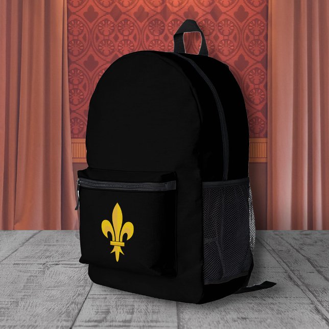 Lilie zum Schwarzen Rucksack (Fleur de Lis on Black Backpack)