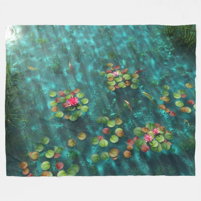Lilien auf dem Wasser Fleece Blanket (Vorderseite (Horizontal))