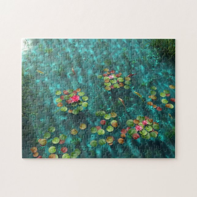 Lilien auf dem Wasserpuzzle Puzzle (Horizontal)