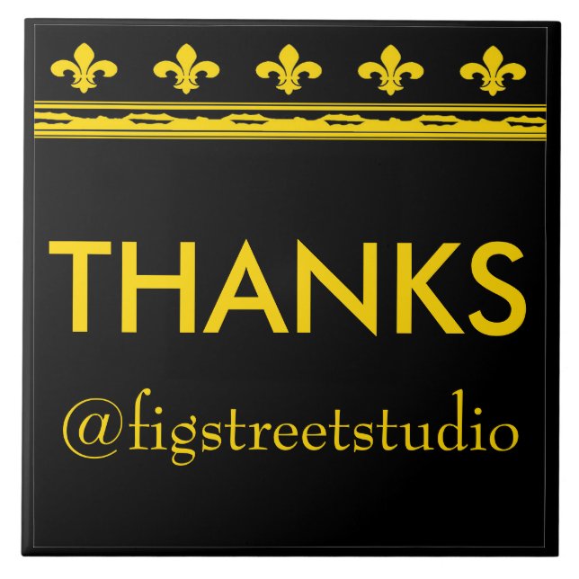 Lilien aus Schwarz und Gold Fliese (Vorderseite)