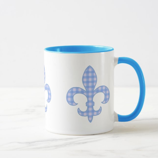 Lilien-blaue Gingham-Tasse Tasse (Rechts)