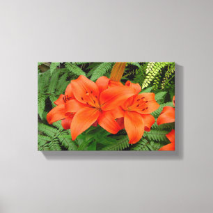Lilien-Blume - schillernde Orange (Matt 28-30) Leinwanddruck