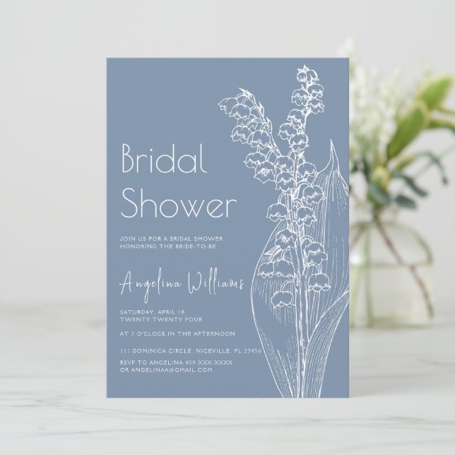 Lilien des Tals Bridal Dusche Einladung (Stehend Vorderseite)