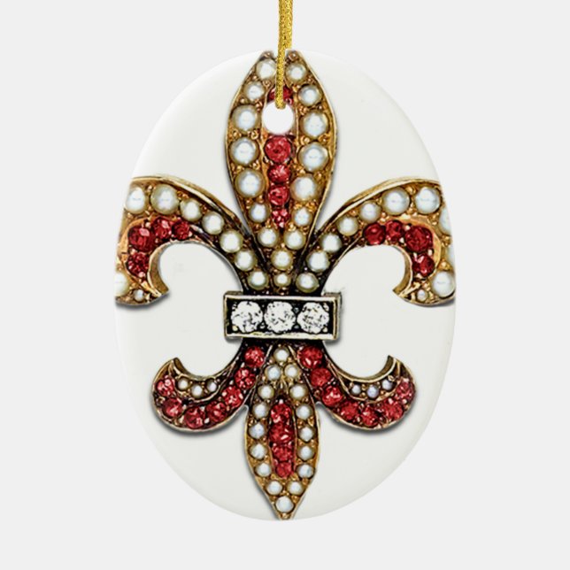 Lilien-Juwel New Orleans Flor De Lis Keramik Ornament (Vorne)