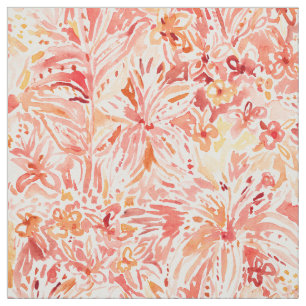LILIEN-LUST Pfirsich-Painterly Blumen Stoff