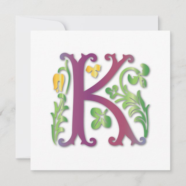 Lilien-Monogramm K Einladung (Vorderseite)