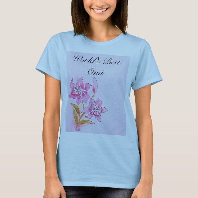 Lilien-T - Shirt des Omi der Welt bester rosa (Vorderseite)