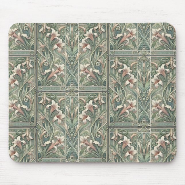 Lilien Traum Jugendstil Mousepad (Vorne)