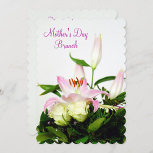Lilien u. Brunch der Rosen-Blumenstrauß-Mutter Einladung