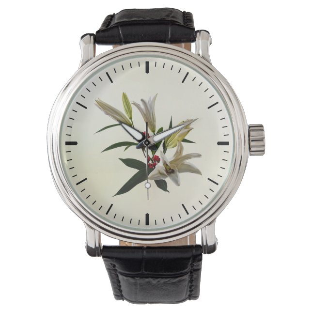 Lilien und Berries Armbanduhr (Vorderseite)