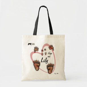 Lilien-und Hoffnungs-Herz-Tatzen-Druck-Tasche Tragetasche