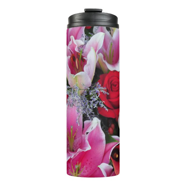 Lilien und Rose Thermosbecher (Vorderseite)