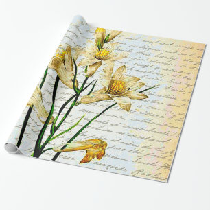 Lilien und Schrift Geschenkpapier