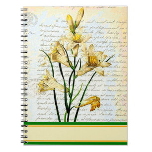 Lilien und Schrift Notizblock