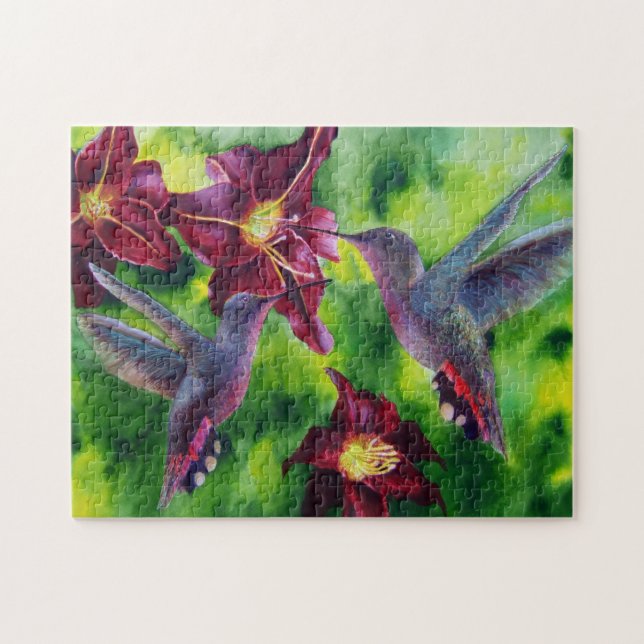 Lilien und Summenvogel-Puzzlespiel Puzzle (Horizontal)