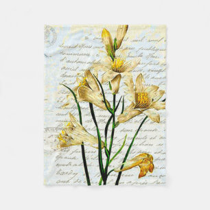 Lilien und Text Fleecedecke