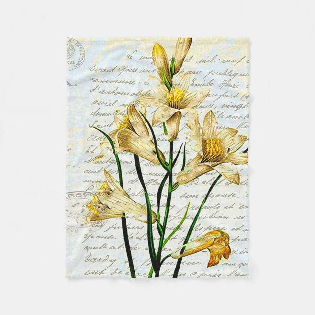 Lilien und Text Fleecedecke (Vorderseite)