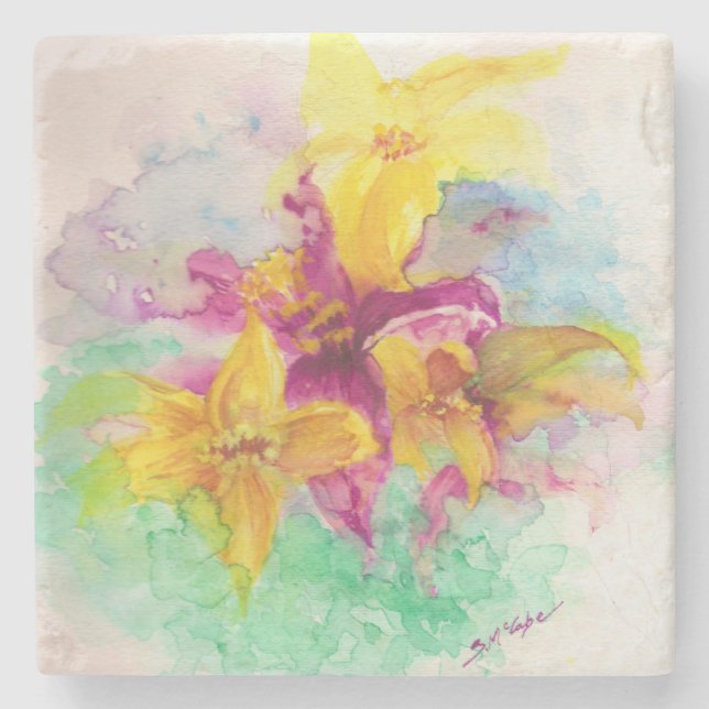 Lilien-Untersetzer Steinuntersetzer (Vorderseite)